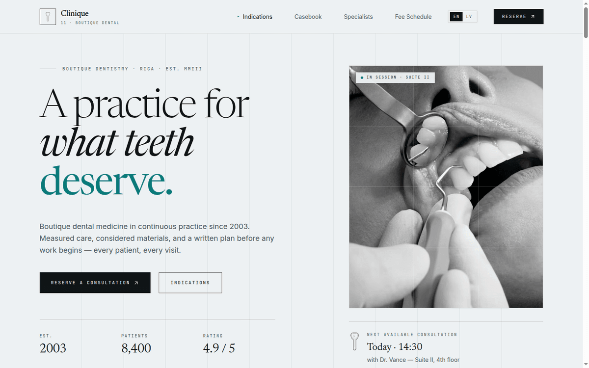 LuxeDental — Dental Clinic Website Concept